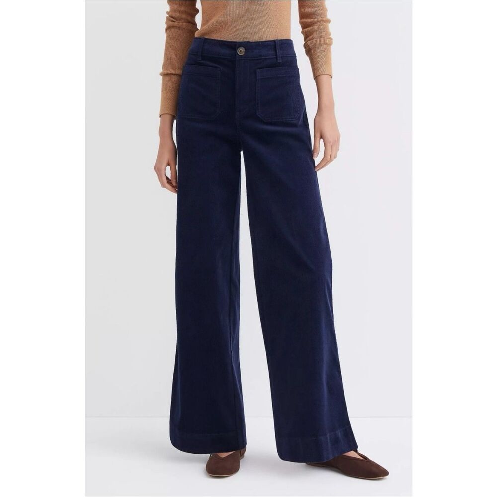 LOFT Palmer Wide Leg Navy Blue Corduroy Pants